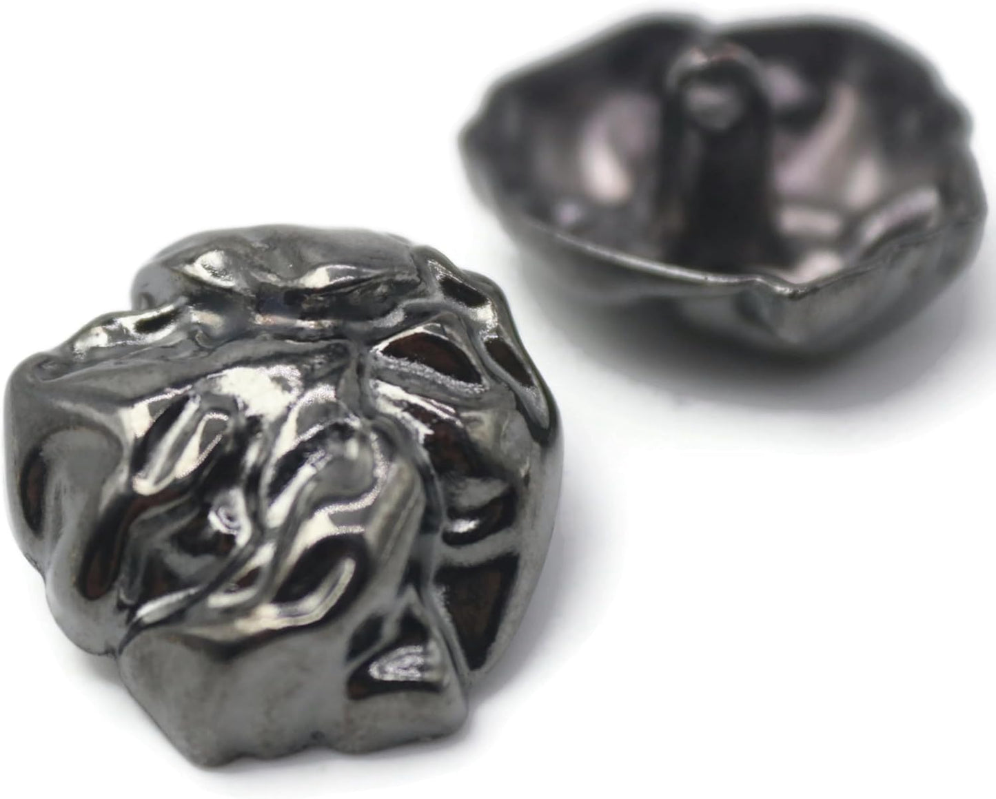 Black Metal Shank Buttons - 12 Pcs - 2 Size Options - Wrinkle Irregular Metal Shank Buttons or Men Women Blazer Coat Uniform Shirt Suit and Jacket Sewing Craft DIY EM0302