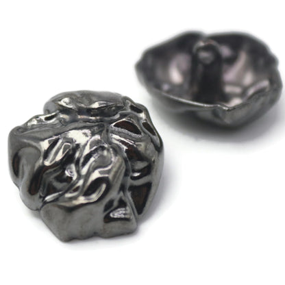 Silver Metal Shank Buttons - 12 Pcs - 2 Size Options - Wrinkle Irregular Metal Shank Buttons or Men Women Blazer Coat Uniform Shirt Suit and Jacket Sewing Craft DIY EM0202