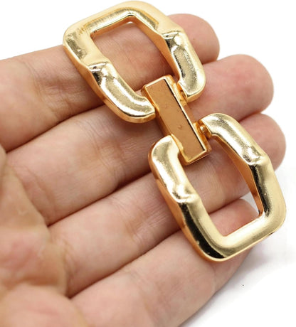 2.6 Inch (66mm) Gold Zinc Alloy Metal Shoe Buckle - 2 Pcs - Vintage, Western Style