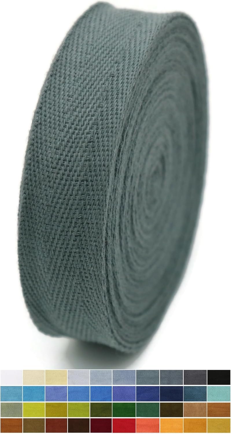 1" & 1.18" & 1.5'' & 2" Cotton Twill Tape - 10 Yards - 50+ Colors -%100 Natural Cotton 1 Inch 1.5 Inch 2 Inch Herringbone Bias Binding Cotton Tape Trim for Sewing Wrapping Craft DIY 10542 (Oslo Gray)…