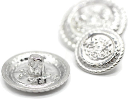 Silver Metal Shank Buttons - 12 Pcs - 3 Size Options - Twin Horse Round Metal Shank Buttons for Men Women Blazer Coat Uniform Shirt Suit and Jacket Sewing Craft DIY N7301