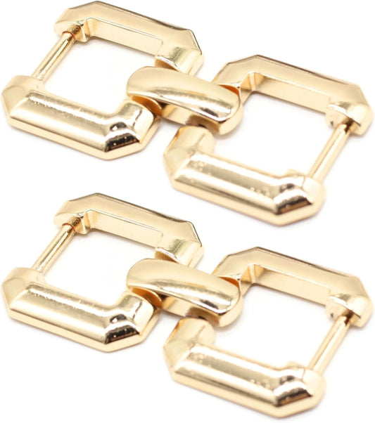 Metal Shoe Buckle - 2.62 Inch (66mm) - 2 Pcs - Gold Metal Shoe Buckle Shoelace Clips Metal Hinged Equestrian Buckles For Craft & Sewing Project BG2002