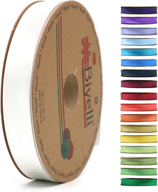 Fold Satin Bias Tape - 99+ Colors - 3/4 Inches Wide - 27 Yards - Fold Satin Binding Bias Ribbon Fabric Piping Bias Binding Tape for Sewing Clothing DIY (41. Broken White) BYS41