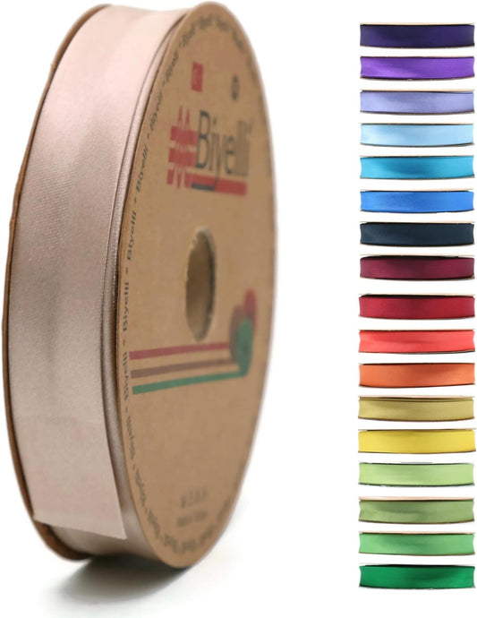 Fold Satin Bias Tape - 99+ Colors - 3/4 Inches Wide - 27 Yards - Fold Satin Binding Bias Ribbon Fabric Piping Bias Binding Tape for Sewing Clothing DIY (30. Woolly Beige) BYS30