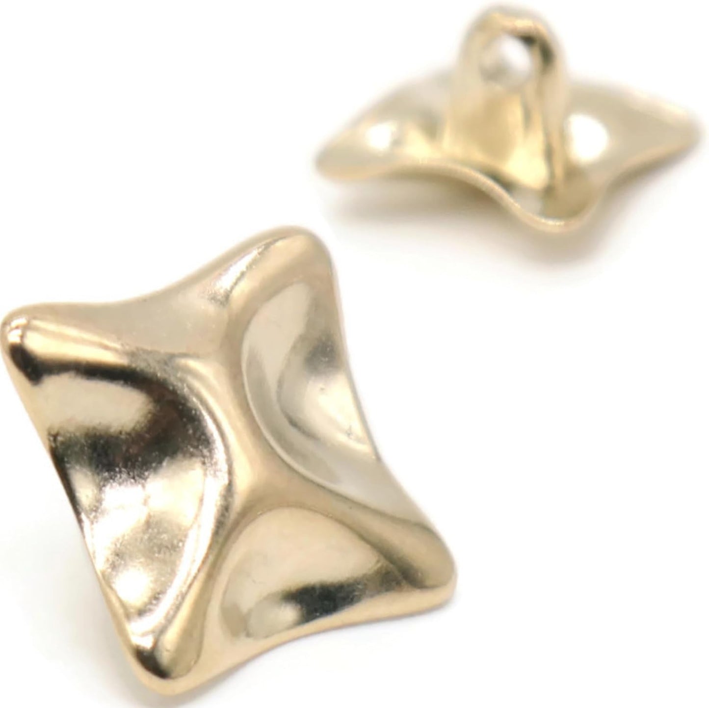 Gold Metal Shank Buttons - 12 Pcs - Square Irregular Metal Shank Buttons for Men Women Blazer Coat Uniform Shirt Suit and Jacket Sewing Craft DIY E0703S