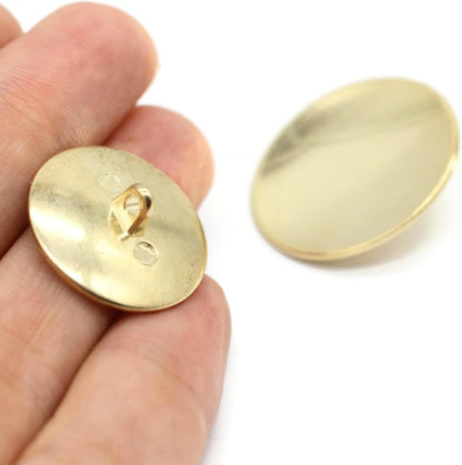 Gold Metal Shank Buttons - 12 Pcs - 3 Size Options - Curved Oval Round Metal Shank Buttons for Men Women Blazer Coat Uniform Shirt Suit and Jacket Sewing Craft DIY N5302