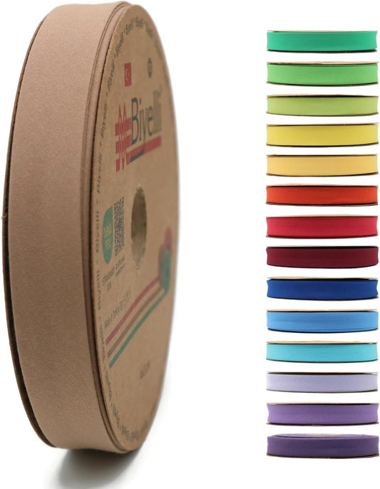 Cotton Fold Bias Tape - 3/4 Inches (20mm) Wide - 27 Yards - 65+ Colors - Single Fold Cotton Fold Bias Binding Tape for Sewing Clothing DIY (57. Taupe) D57
