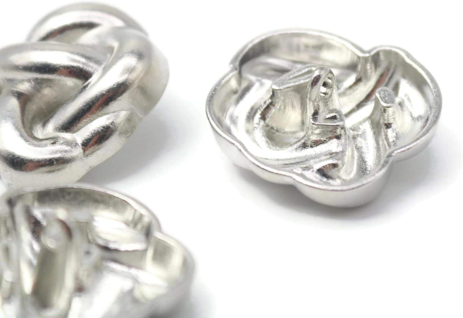 Knot Silver Metal Shank Buttons - 12 Pcs - 4 Size Options - Knot Irregular Metal Shank Buttons for Men Women Blazer Coat Uniform Shirt Suit and Jacket Sewing Craft DIY EM0501