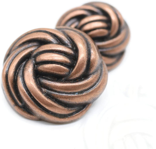 Antique Copper Metal Shank Buttons - 12 Pcs - 3 Size Options - Floral Round Metal Shank Buttons Vintage for Men Women Blazer Coat Uniform Shirt Suit and Jacket Sewing Craft DIY N23303