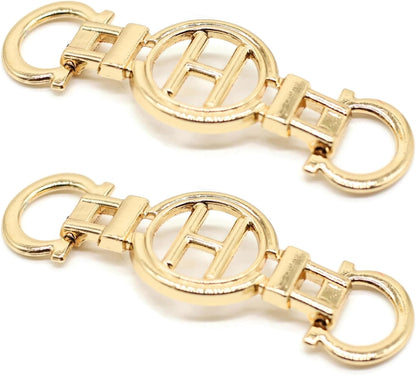 Shoe Buckle - 2.8 Inch (71mm) - 2 Pcs - Gold Metal Shoe Buckle Shoelace Clips Metal Hinged Equestrian Buckles For Craft & Sewing Project BG0602