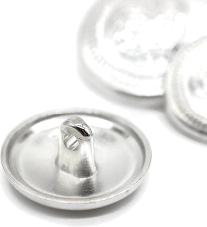 Silver Metal Shank Buttons - 12 Pcs - 3 Size Options - The Kingdom Round Metal Shank Buttons for Men Women Blazer Coat Uniform Shirt Suit and Jacket Sewing Craft DIY N7101