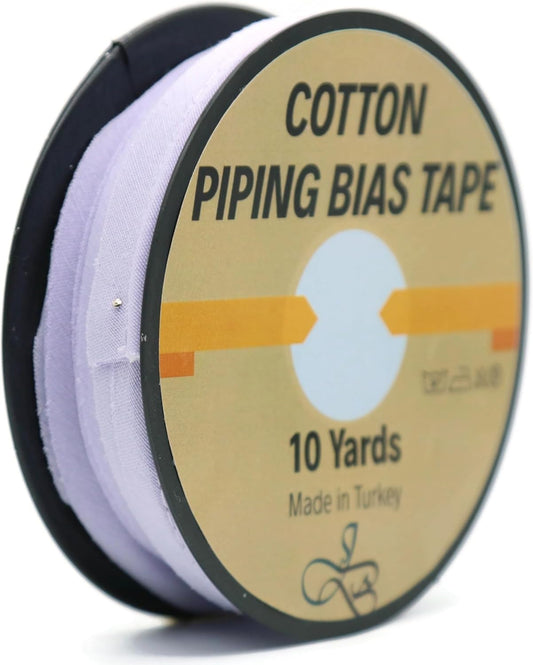 Piping Trim Bias Tape with Cord - 10 Yards - 65+ Colors - 1/2 Inch Decorative Sewing Trim for Upholstery Cushions Home Décor Crafting Clothing - Durable Cotton - Amethyst ID25