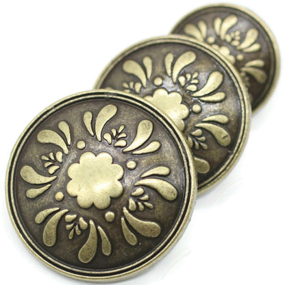 Silver Metal Shank Buttons - 12 Pcs - 3 Size Options - Floral Round Metal Shank Buttons for Men Women Blazer Coat Uniform Shirt Suit and Jacket Sewing Craft DIY N5801