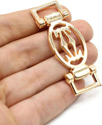 Metal Shoe Buckle - 2.36 Inch (60mm) - 2 Pcs - Gold Metal Shoe Buckle Shoelace Clips Metal Hinged Equestrian Buckles For Craft & Sewing Project BG1902