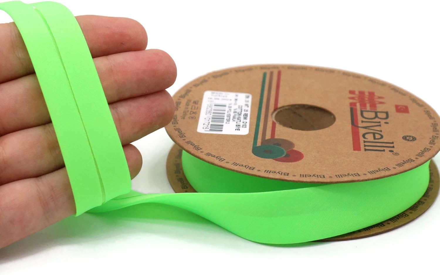 Fold Neon Bias Binding Tape - 99+ Colors - 3/4 Inches Wide - 27 Yards - Fold Neon Binding Bias Ribbon Fabric Piping Bias Binding Tape for Sewing Clothing DIY Green D103