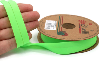 Fold Neon Bias Binding Tape - 99+ Colors - 3/4 Inches Wide - 27 Yards - Fold Neon Binding Bias Ribbon Fabric Piping Bias Binding Tape for Sewing Clothing DIY Green D103