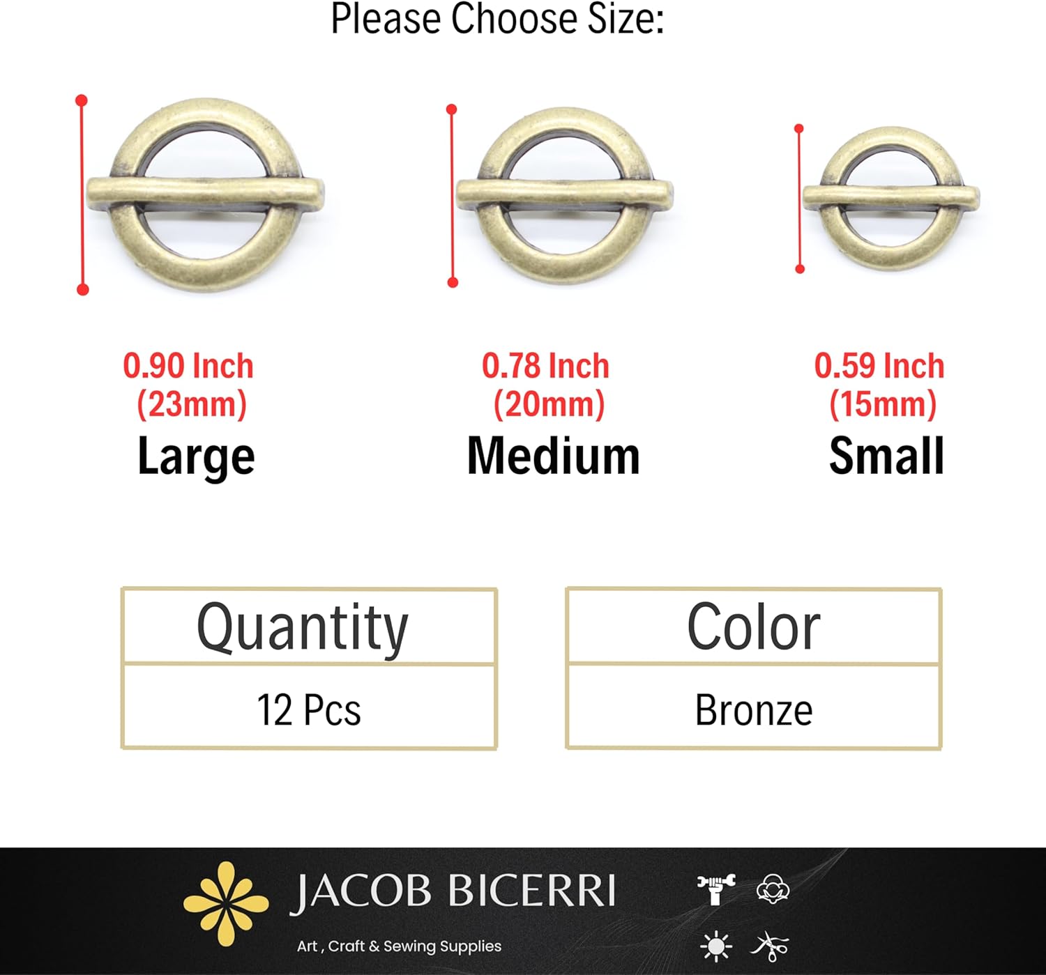 Bronze Metal Shank Buttons - 12 Pcs - 3 Size Options - Flat Round Metal Shank Buttons for Men Women Blazer Coat Uniform Shirt Suit and Jacket Sewing Craft DIY N18503