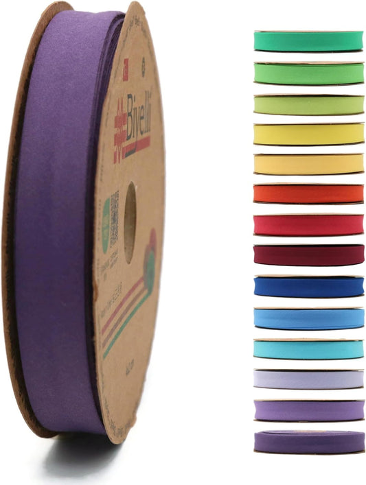 Cotton Fold Bias Tape - 3/4 Inches (20mm) Wide - 27 Yards - 65+ Colors - Single Fold Cotton Fold Bias Binding Tape for Sewing Clothing DIY (22. Deep Purple) D22