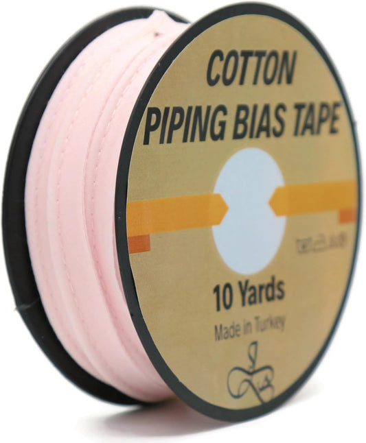 Piping Trim Bias Tape with Cord - 10 Yards - 65+ Colors - 1/2 Inch Decorative Sewing Trim for Upholstery Cushions Home Décor Crafting Clothing - Durable Cotton - Blush Pink ID44