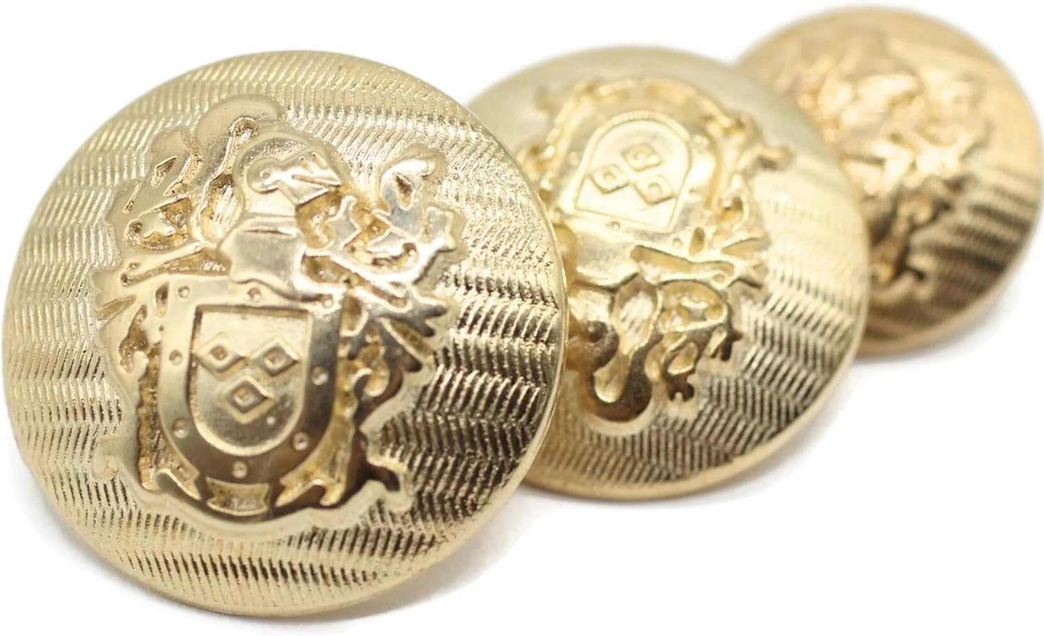 Gold Metal Shank Buttons - 12 Pcs - 3 Size Options - The Knight of Kingdom Round Metal Shank Buttons for Men Women Blazer Coat Uniform Shirt Suit and Jacket Sewing Craft DIY N4303