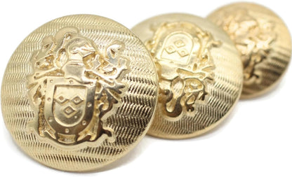 Gold Metal Shank Buttons - 12 Pcs - 3 Size Options - The Knight of Kingdom Round Metal Shank Buttons for Men Women Blazer Coat Uniform Shirt Suit and Jacket Sewing Craft DIY N4303