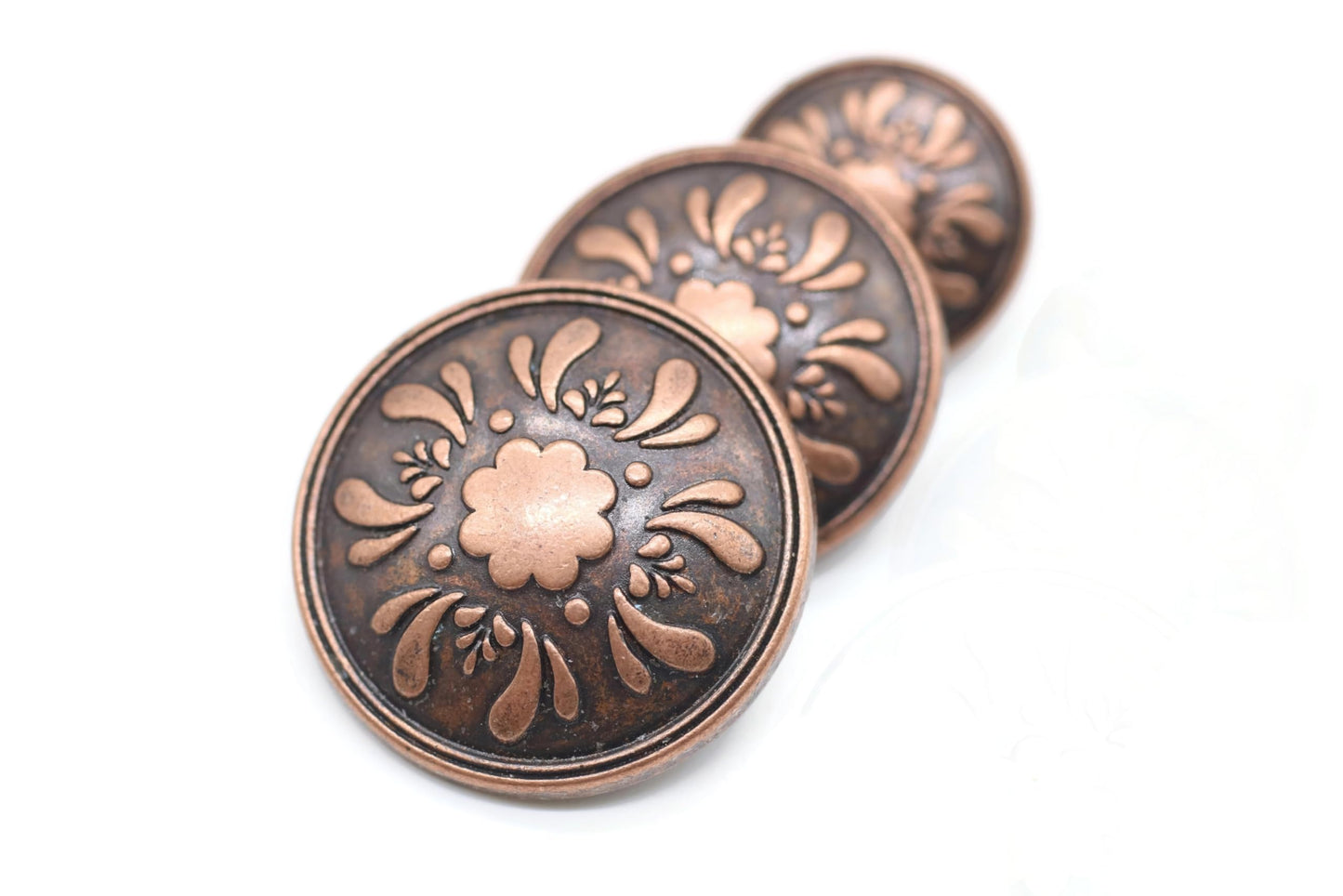 Silver Metal Shank Buttons - 12 Pcs - 3 Size Options - Floral Round Metal Shank Buttons for Men Women Blazer Coat Uniform Shirt Suit and Jacket Sewing Craft DIY N5801