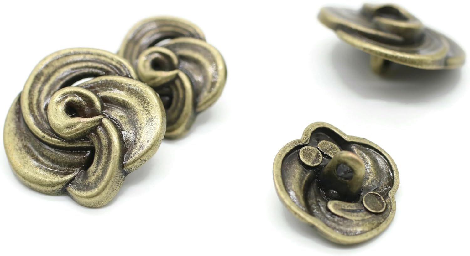 Floral Bronze Metal Shank Buttons - 12 Pcs - 3 Size Options - Luxury Floral Irregular Metal Shank Buttons for Men Women Blazer Coat Uniform Shirt Suit and Jacket Sewing Craft DIY N18903