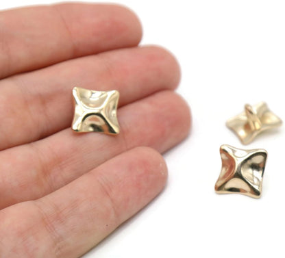 Gold Metal Shank Buttons - 12 Pcs - Square Irregular Metal Shank Buttons for Men Women Blazer Coat Uniform Shirt Suit and Jacket Sewing Craft DIY E0703S