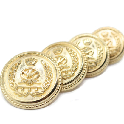 Gold Metal Shank Buttons - 12 Pcs - 4 Size Options - Crown Round Metal Shank Buttons for Men Women Blazer Coat Uniform Shirt Suit and Jacket Sewing Craft DIY N5701