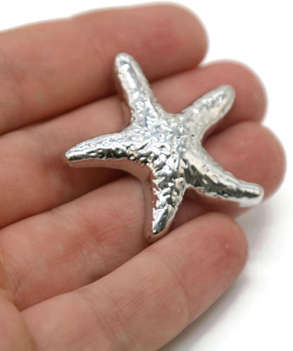 Starfish Silver Metal Shank Buttons - 6 Pcs - Double Large Metal Shank Buttons Sea Star for Men Women Blazer Coat Uniform Shirt Suit and Jacket Sewing Craft DIY N15802