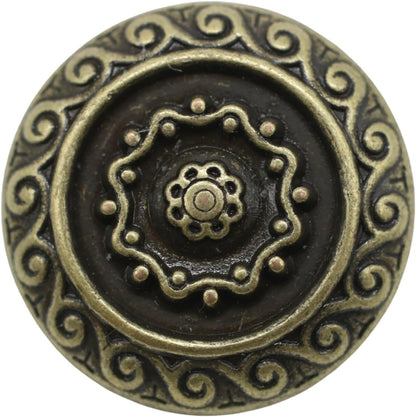 Bronze Metal Shank Buttons - 12 Pcs - 2 Size Options - Luxury Floral Round Wave Metal Shank Buttons Bronze for Men Women Blazer Coat Uniform Shirt Suit and Jacket Sewing Craft DIY N18402