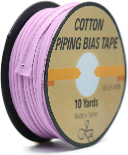 Piping Trim Bias Tape with Cord - 10 Yards - 65+ Colors - 1/2 Inch Decorative Sewing Trim for Upholstery Cushions Home Décor Crafting Clothing - Durable Cotton - Violet ID42
