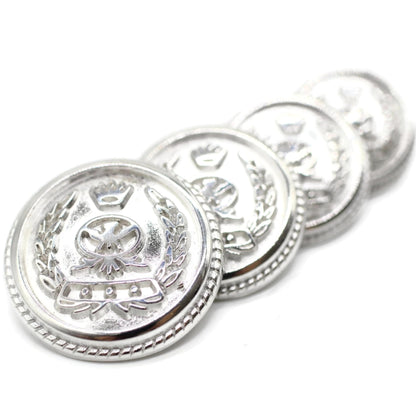 Silver Metal Shank Buttons - 12 Pcs - 4 Size Options - Crown Round Metal Shank Buttons for Men Women Blazer Coat Uniform Shirt Suit and Jacket Sewing Craft DIY N8701