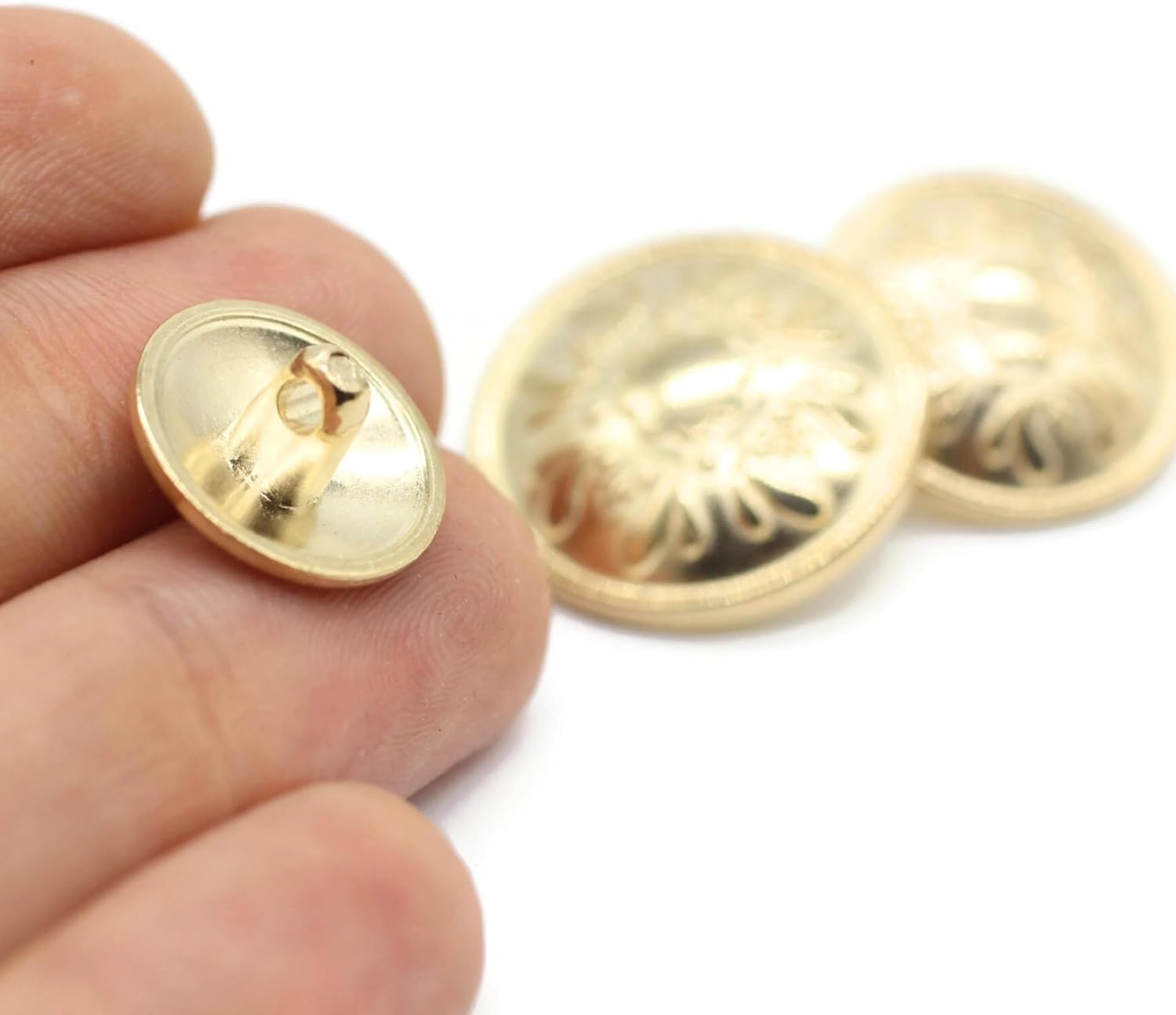 Gold Metal Shank Buttons - 12 Pcs - 3 Size Options - Floral Round Metal Shank Buttons for Men Women Blazer Coat Uniform Shirt Suit and Jacket Sewing Craft DIY N3703