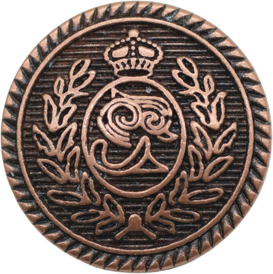 Antique Copper Metal Shank Buttons - 12 Pcs - 3 Size Options - Crown Round Metal Shank Buttons Vintage for Men Women Blazer Coat Uniform Shirt Suit and Jacket Sewing Craft DIY N22703