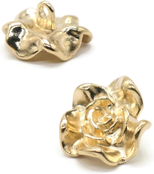 12 Pcs Gold Rose Metal Shank Buttons for Sewing, DIY Craft & Clothing Decoration – Vintage Flower Style, 18mm Elegant Gold Buttons E14M