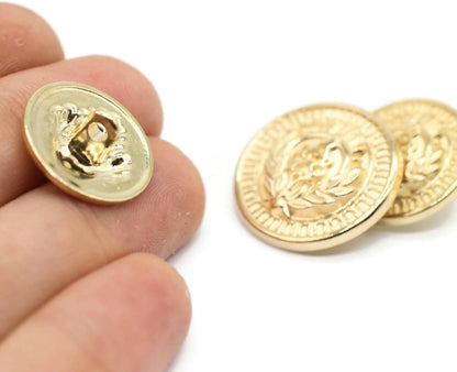Gold Metal Shank Buttons - 12 Pcs - 3 Size Options - Luxury Floral Rome Round Wave Gold Metal Shank Buttons for Men Women Blazer Coat Uniform Shirt Suit and Jacket Sewing Craft DIY N20801