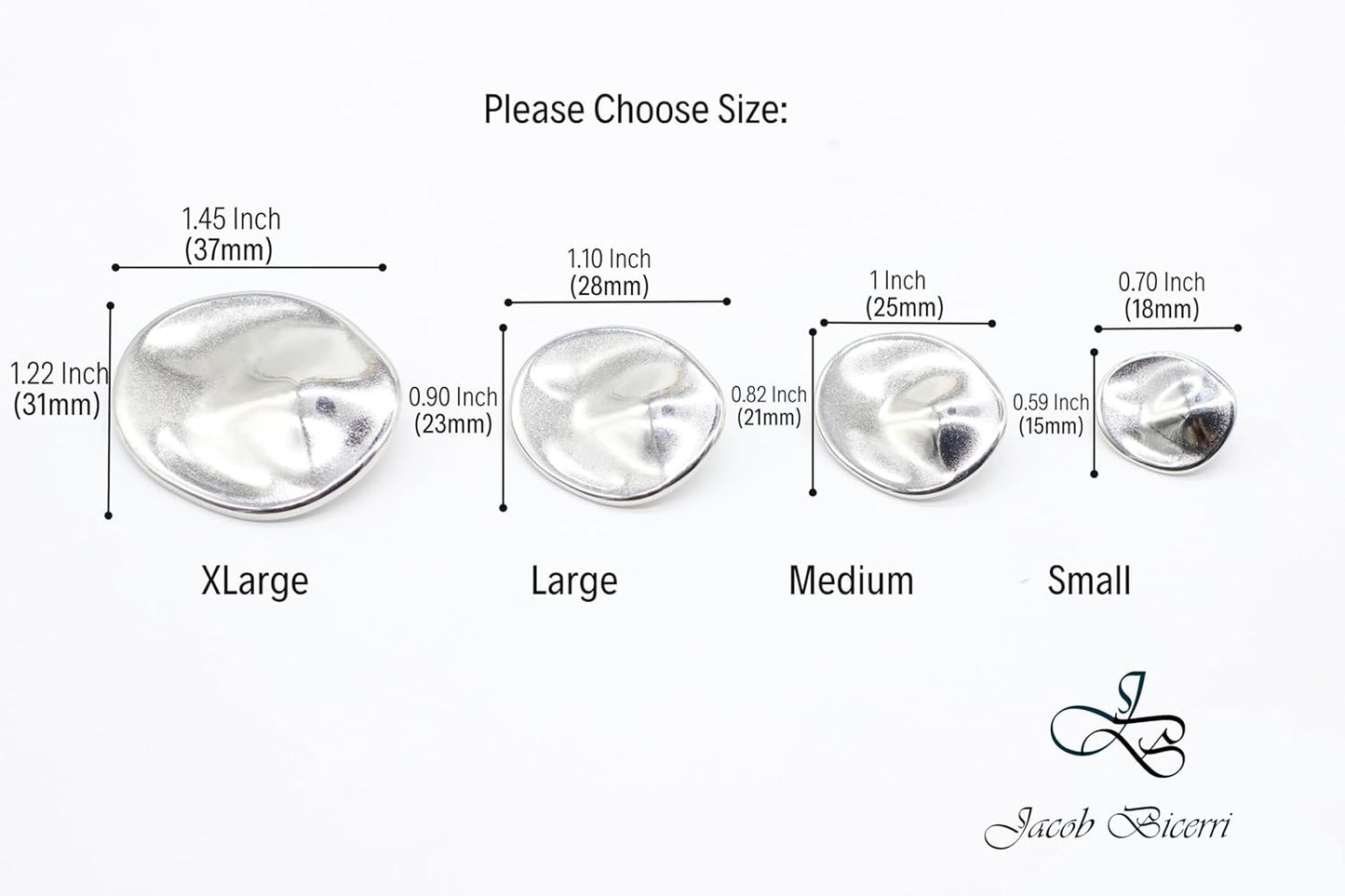 Silver Metal Shank Buttons - 12 Pcs - 4 Size Options - Luxury Wrinkle Round Wave Metal Shank Buttons for Men Women Blazer Coat Uniform Shirt Suit and Jacket Sewing Craft DIY G2242…