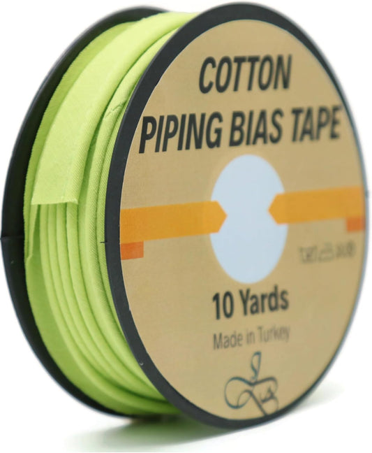 Piping Trim Bias Tape with Cord - 10 Yards - 65+ Colors - 1/2 Inch Decorative Sewing Trim for Upholstery Cushions Home Décor Crafting Clothing - Durable Cotton - Green ID31