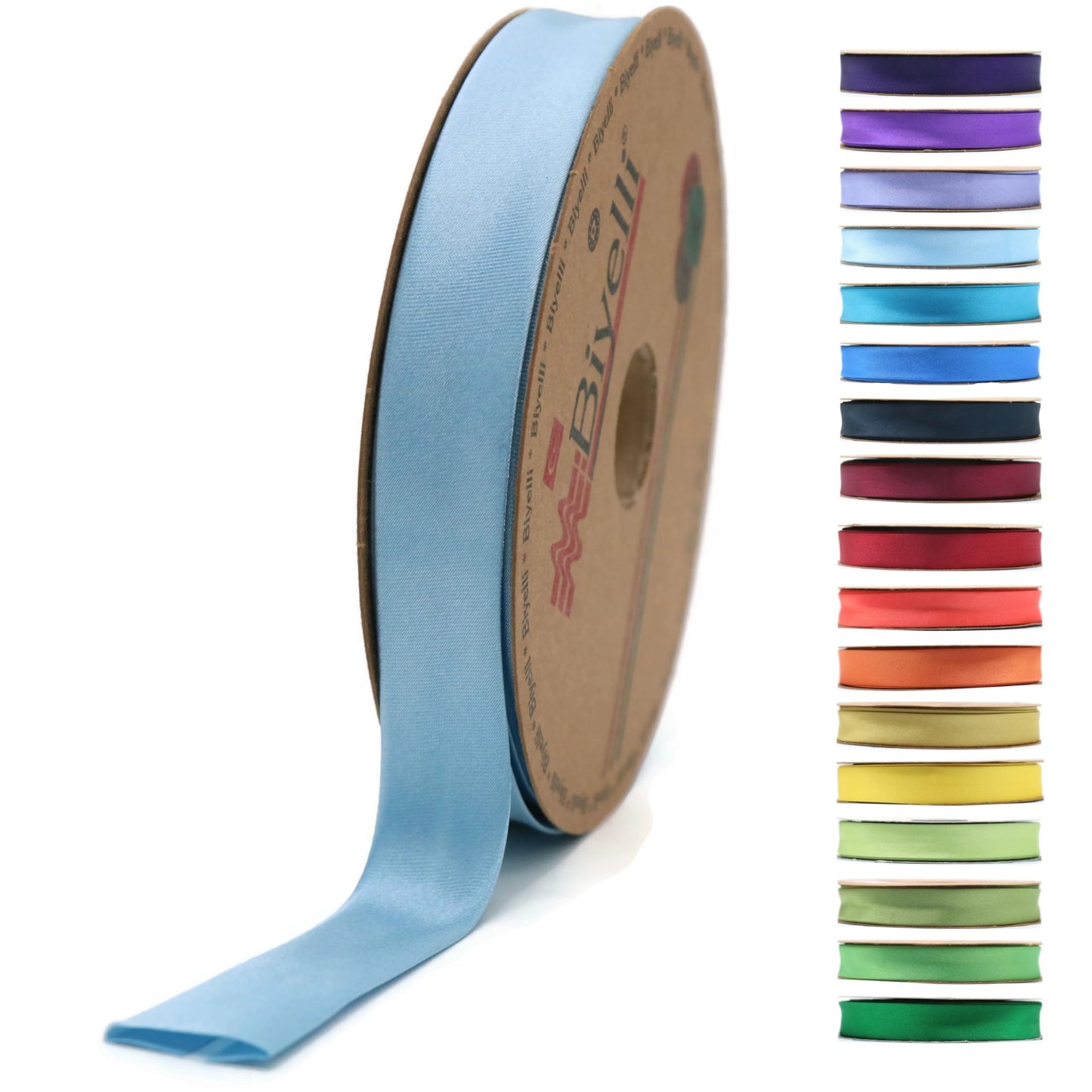 Fold Satin Bias Tape - 99+ Colors - 3/4 Inches Wide - 27 Yards - Fold Satin Binding Bias Ribbon Fabric Piping Bias Binding Tape for Sewing Clothing DIY (11. Baby Blue) BYS04
