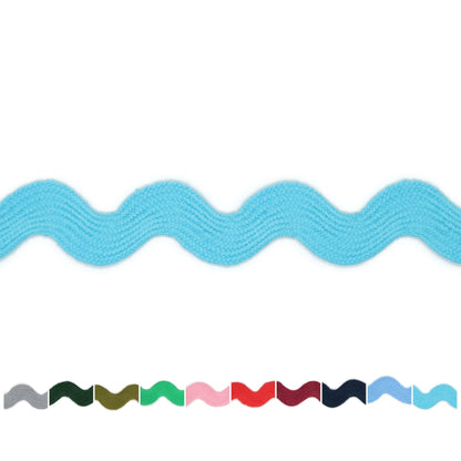 Cotton RIC Rac Trim - 3/4 Inch - 27 Yards - Blue Wave Bending Fringe Trim Cotton Lace Ribbon RIC Rac Trim for Sewing Clothes Gift Wrapping Home Party Decoration CTR0202