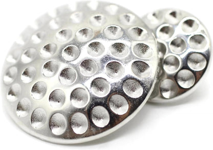 Flat Silver Metal Shank Buttons - 12 Pcs - 2 Size Options - Stone Nest Flat Round Wave Metal Shank Buttons for Men Women Blazer Coat Uniform Shirt Suit and Jacket Sewing Craft DIY N9101