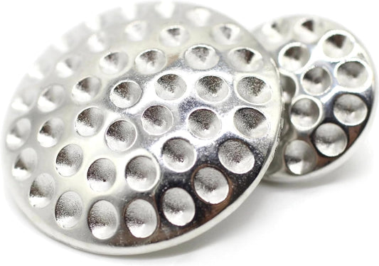 Flat Silver Metal Shank Buttons - 12 Pcs - 2 Size Options - Stone Nest Flat Round Wave Metal Shank Buttons for Men Women Blazer Coat Uniform Shirt Suit and Jacket Sewing Craft DIY N9101