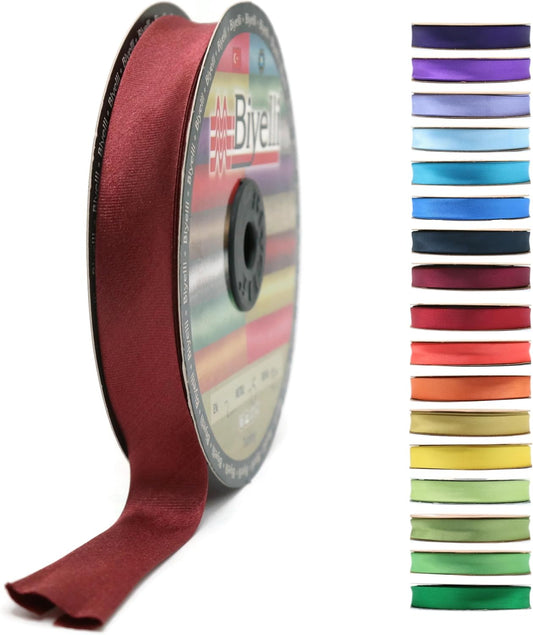 Fold Satin Bias Tape - 99+ Colors - 3/4 Inches Wide - 27 Yards - Fold Satin Binding Bias Ribbon Fabric Piping Bias Binding Tape for Sewing Clothing DIY (59. Burgundy Swiss) BYS59