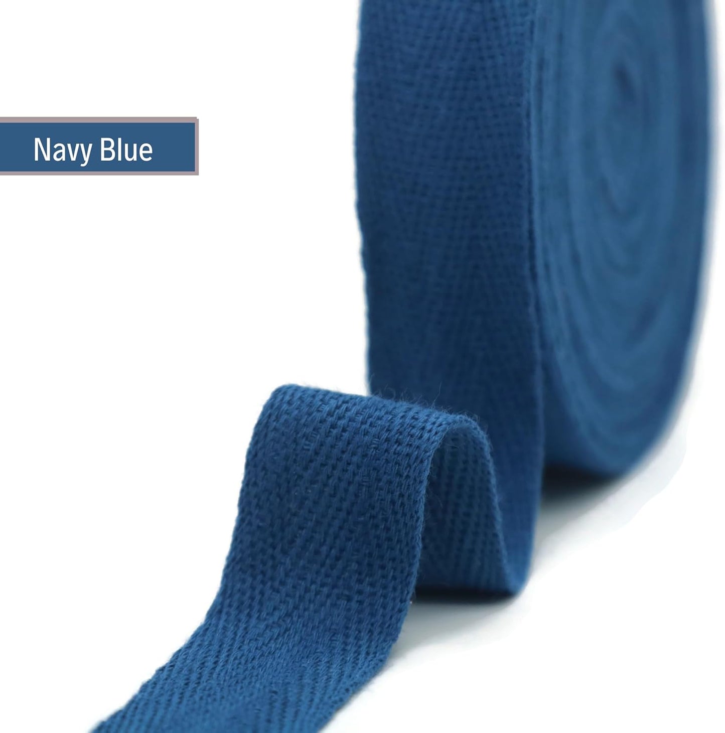 Cotton Twill Tape 1" & 1.5'' & 2" - 10 Yards - 50+ Colors -%100 Natural Cotton 1 Inch 1.5 Inch 2 Inch Herringbone Bias Binding Cotton Twill Tape Trim for Sewing Wrapping Craft DIY Navy Blue 10422
