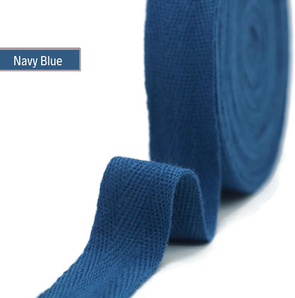 Cotton Twill Tape 1" & 1.5'' & 2" - 10 Yards - 50+ Colors -%100 Natural Cotton 1 Inch 1.5 Inch 2 Inch Herringbone Bias Binding Cotton Twill Tape Trim for Sewing Wrapping Craft DIY Navy Blue 10422