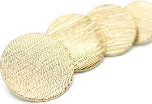 Gold Metal Shank Buttons - 12 Pcs - 4 Size Options - Striped Flat Round Metal Shank Buttons for Men Women Blazer Coat Uniform Shirt Suit and Jacket Sewing Craft DIY N5604