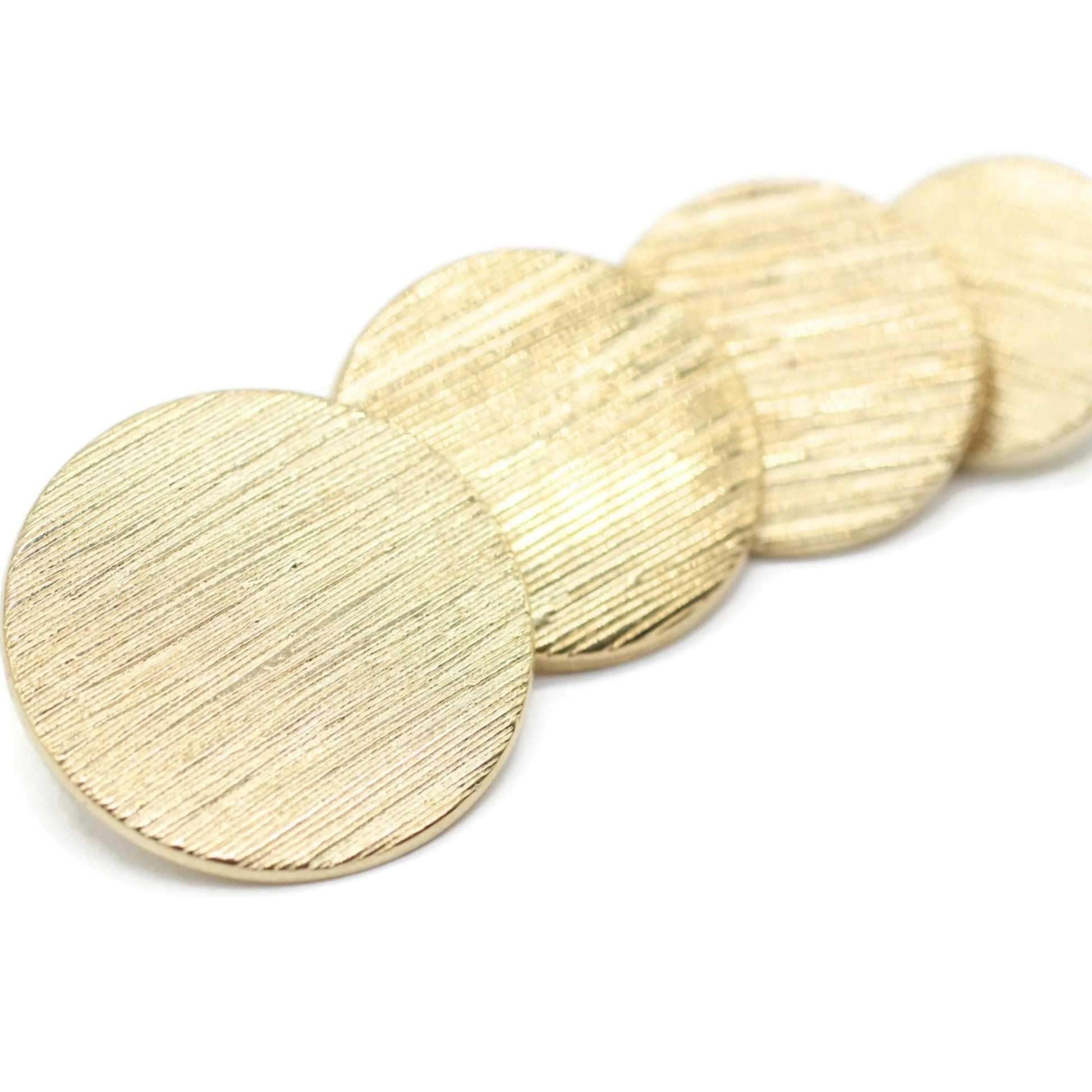 Gold Metal Shank Buttons - 12 Pcs - 4 Size Options - Striped Flat Round Metal Shank Buttons for Men Women Blazer Coat Uniform Shirt Suit and Jacket Sewing Craft DIY N5604
