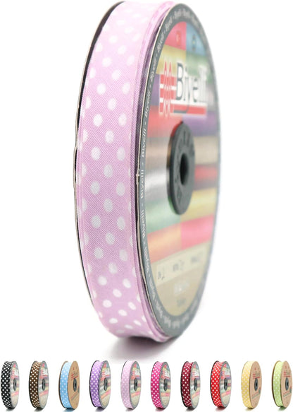Cotton Fold Bias Binding Tape - 3/4 Inches (20mm) Wide - 27 Yards - Polka Dots Single Fold Cotton Fold Bias Binding Tape for Sewing Clothing DIY Pink A13