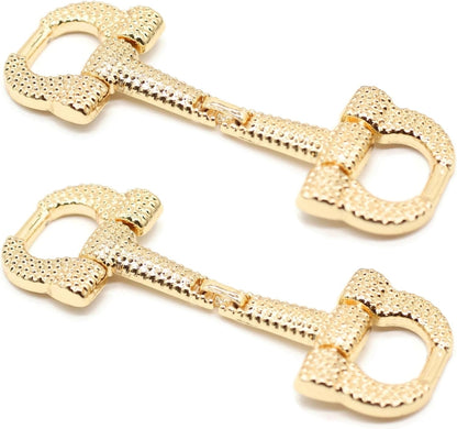 Metal Shoe Buckle - 2.75 Inch (70mm) - 2 Pcs - Gold Metal Shoe Buckle Shoelace Clips Metal Hinged Equestrian Buckles For Craft & Sewing Project BG0202